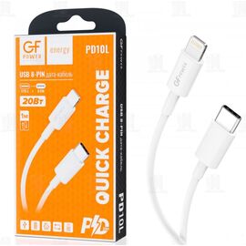  Кабель GFPower PD10T Lightning (m)-Type-C (m) 1.0м 2.4A 20W ПВХ белый (1/120/480) 