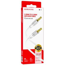  Аудио кабель BOROFONE BL19/ AUX / 3.5 mm jack - 3.5 mm jack/ 1m/ Белый 