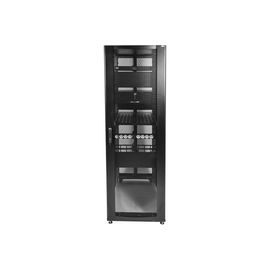  Шкаф серверный ЦМО (ШТК-СП-42.6.12-48АА-9005) напольный 42U 600x1190мм пер.дв.перфор. 2 бок.пан. задн.дв.перфор.2-хст. направл.под закл.гайки 1350кг ч 
