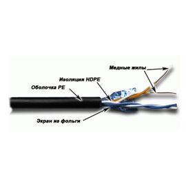  Кабель информационный Lanmaster TWT-5EFTP2-OUT кат.5е F/UTP общий экран 2X2X24AWG PE внешний 305м черный 
