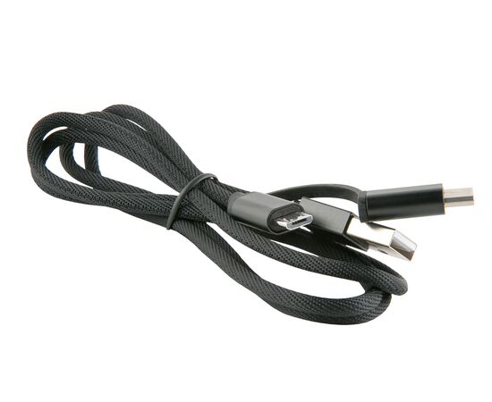  Дата-кабель Red Line LX01 2 in 1, USB - microUSB+8-pin, нейлоновая оплетка, черный 
