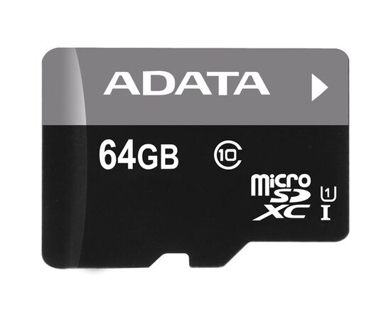  Карта памяти ADATA Micro SDXC 64GB Class10 W/AD AUSDX64GUICL10-RA1 