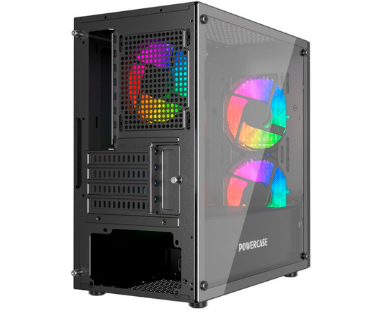 Корпус Powercase Mistral Micro D3B ARGB, Tempered Glass, 2x 140mm ARGB PWM+1x 120mm ARGB PWM, чёрный, mATX  (CMMDB-A3) 