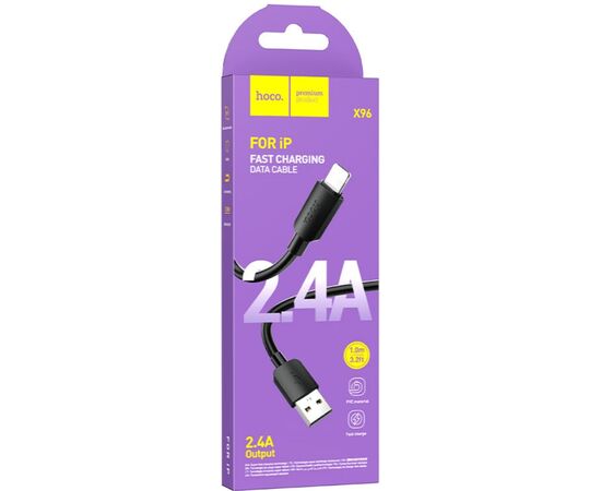  HOCO X96/ USB кабель Lightning/ 1m/ 2.4A/ Black 